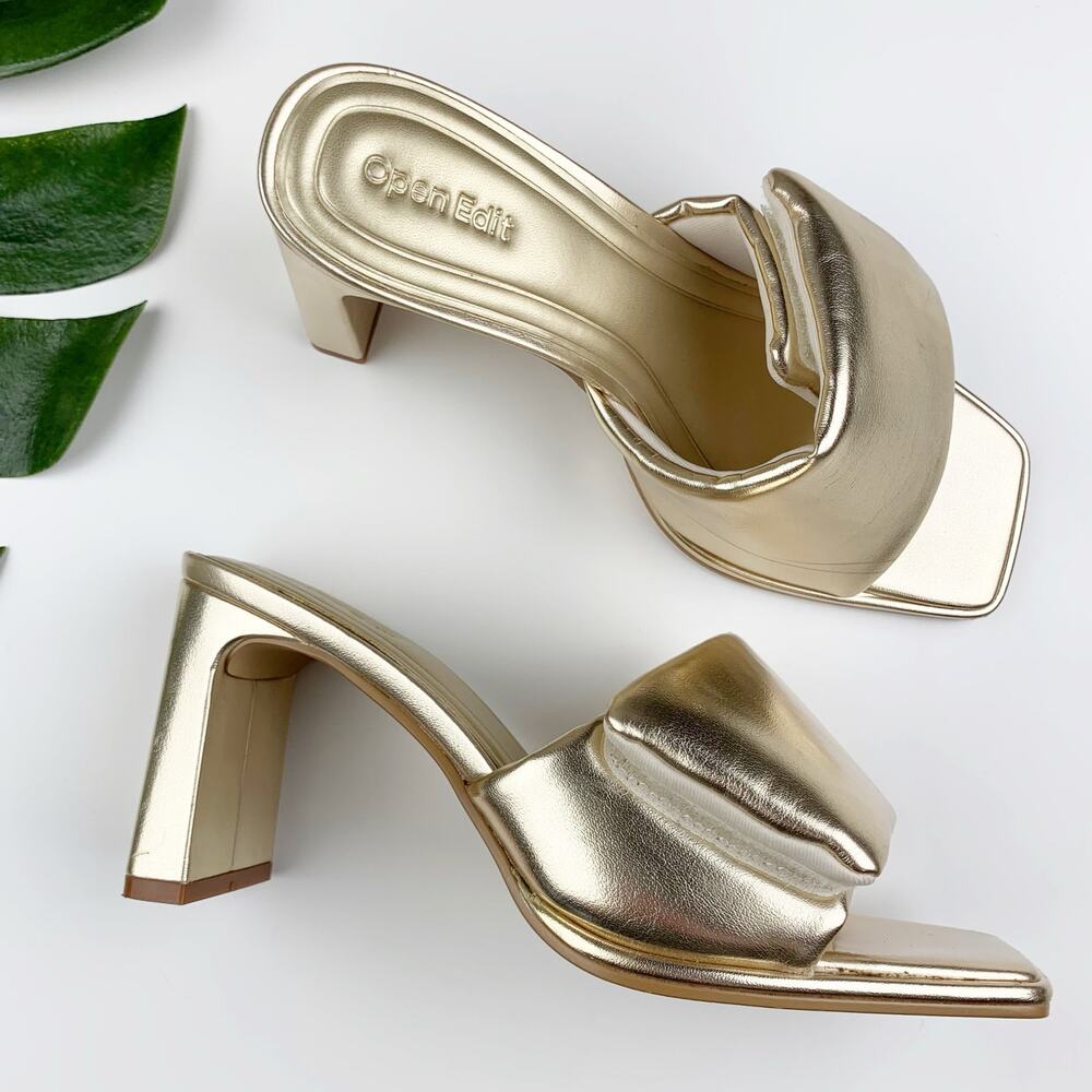 Open Edit Women's Gold Sandals